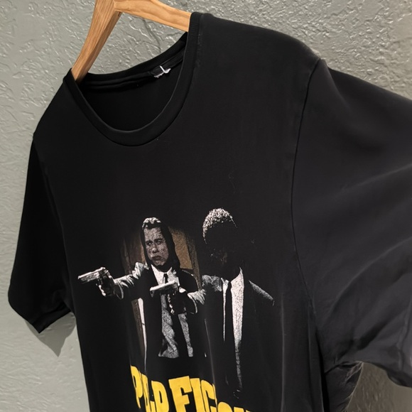 Pulp Fiction "John Travolta & Samuel Jackson" Black Vintage T-Shirt Size Small - Picture 5 of 6
